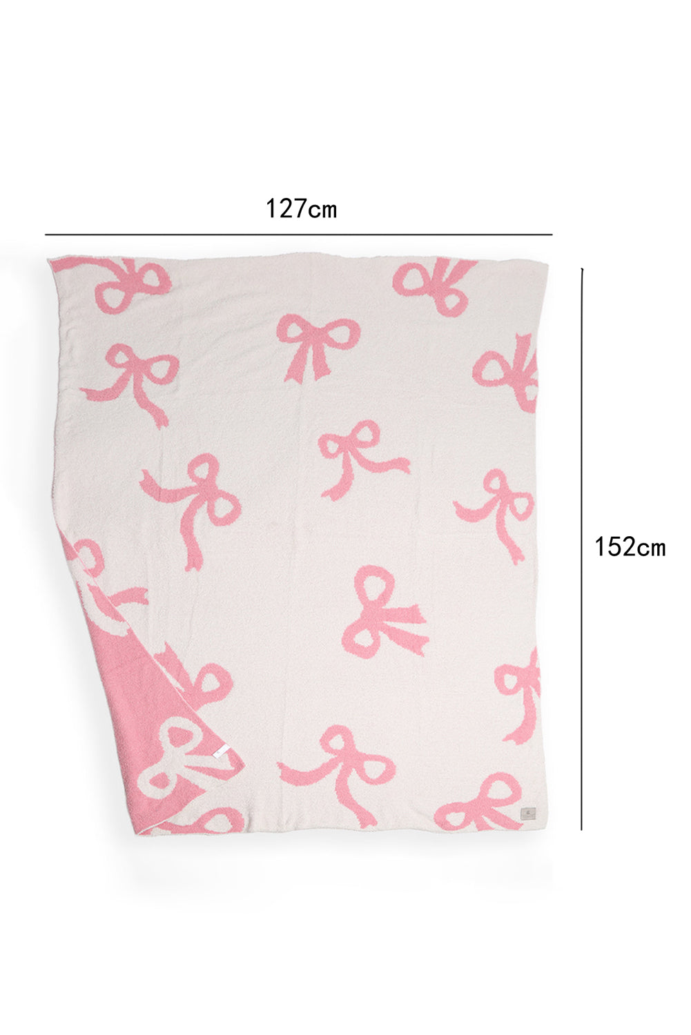 Pink 127*152cm Bow Printed Cozy Soft Throw Blanket