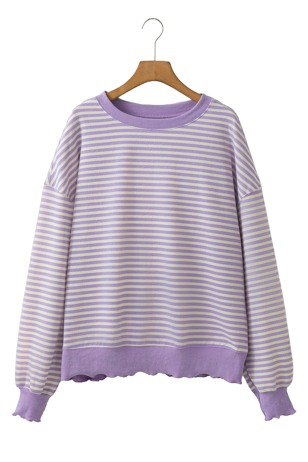 Pink Stripe Drop Shoulder Long Sleeve Top