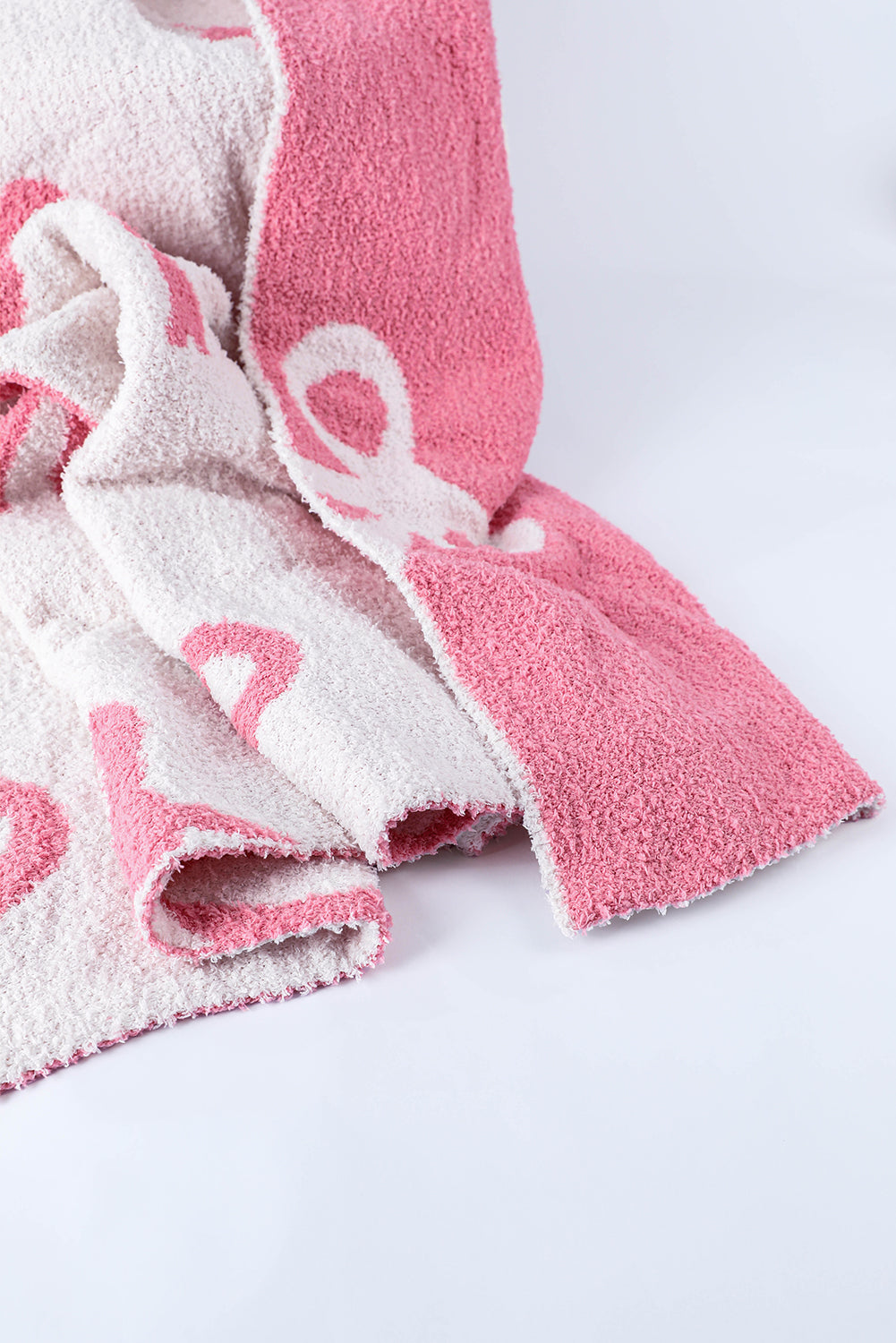 Pink 127*152cm Bow Printed Cozy Soft Throw Blanket