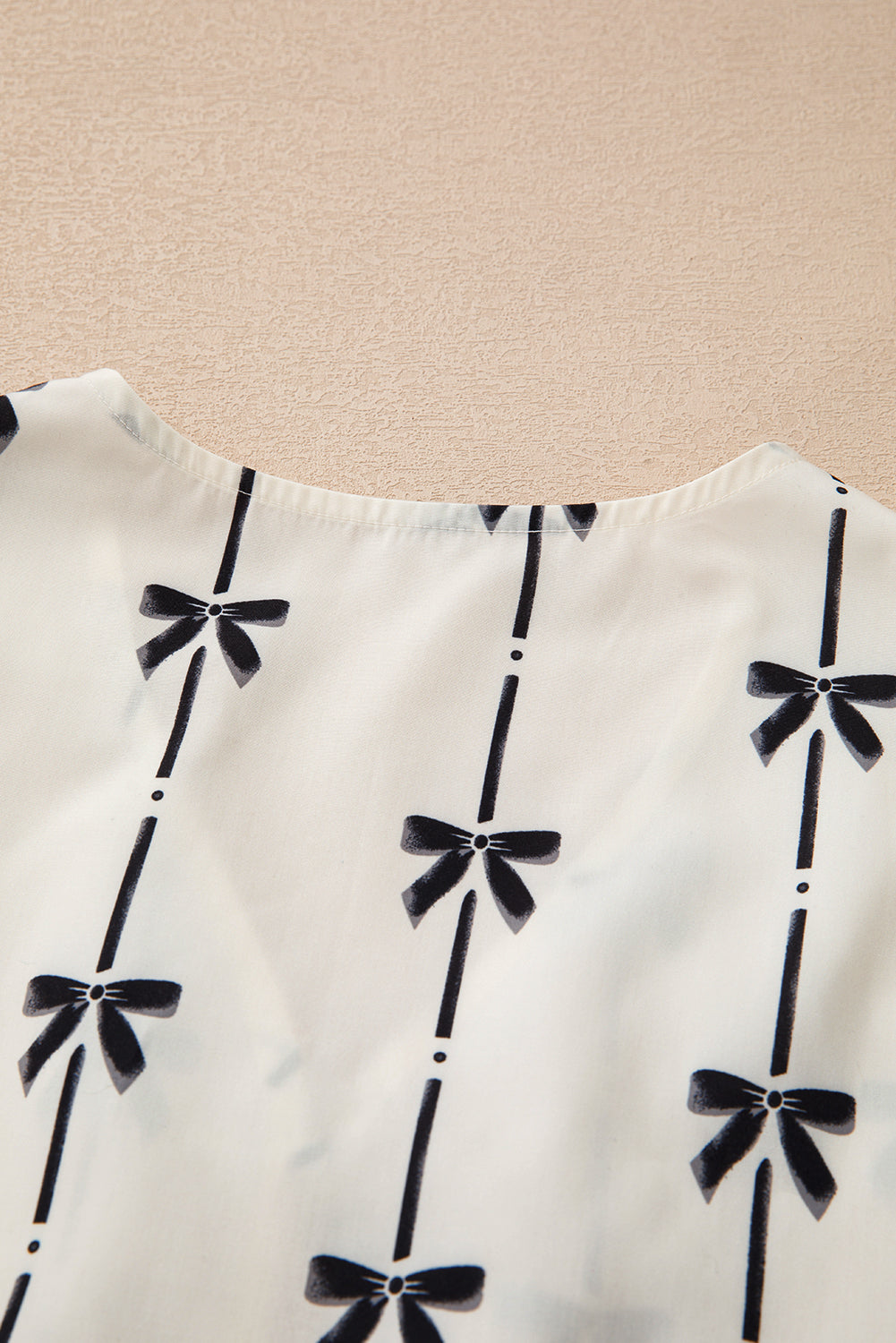 White Sweet Bow Print Tie Front Sleeveless Top