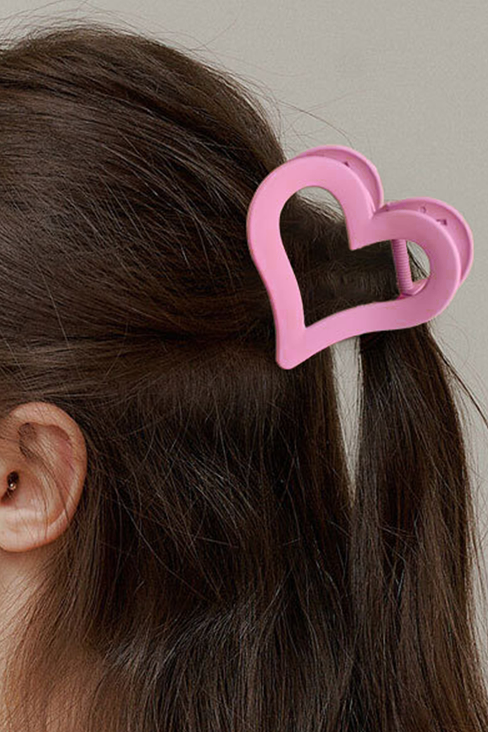 Light Pink Simple Frosted Heart Shaped Hair Claw Clip