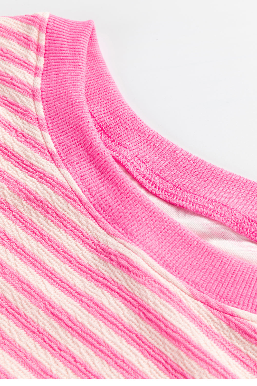 Pink Stripe Drop Shoulder Long Sleeve Top