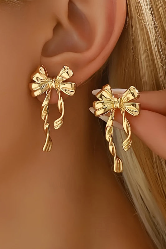 Gold Elegant Bow Stud Earrings