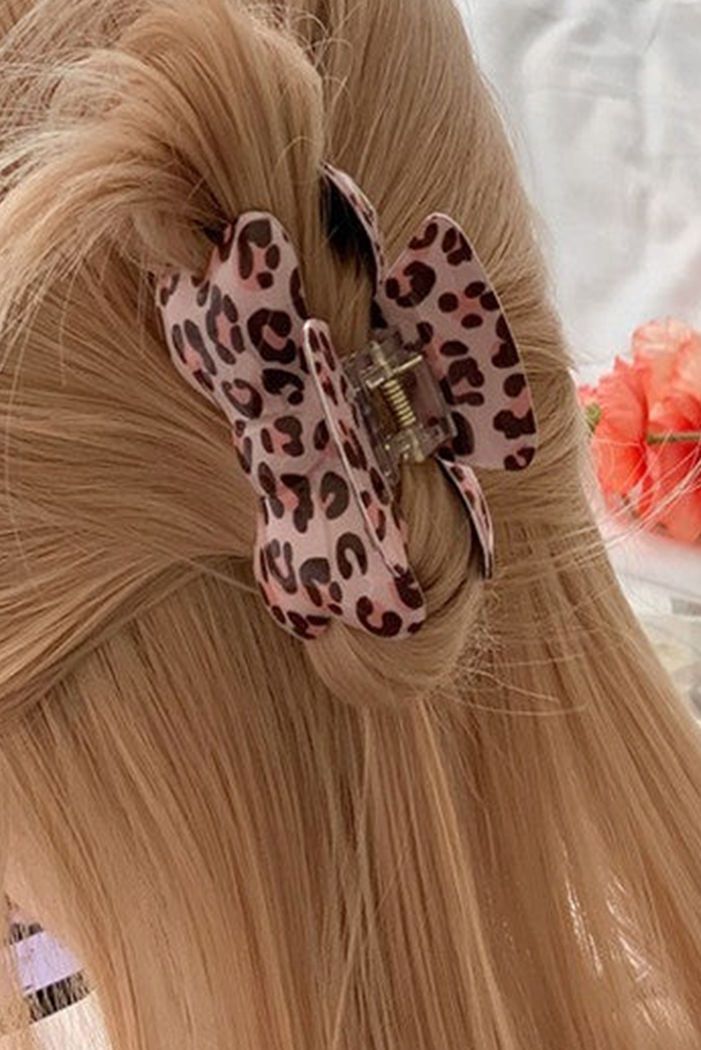 Pink Leopard Print Hair Claw Clip